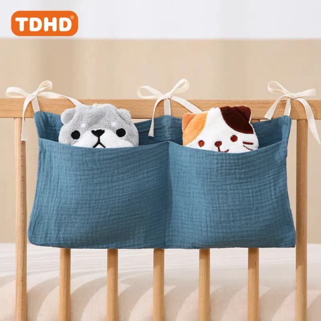 TDHD 1-pack dubbellaagse kinderwagen opslag artefact babybedje hangende rand opbergtas multifunctioneel zacht en opvouwbaar