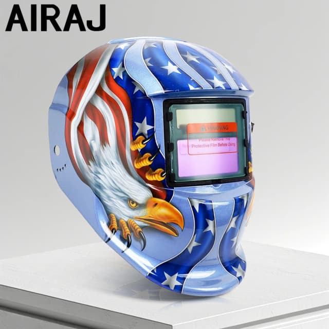 AIRAJ Lashelm Auto Verduistering Lasmasker Voor TIG MIG Booglasser Machine Grote Weergave Ware Kleur DIN9-13 93*42 MM Vision