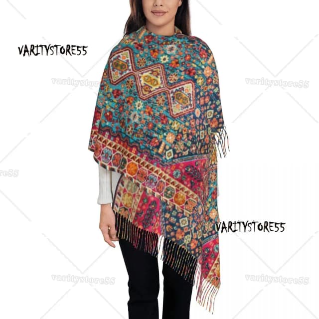 Custom Oosterse Gekleurde Traditionele Antieke Marokkaanse Stijl Kwastje Sjaal Winter Herfst Warme Sjaals Wraps Dames Boheemse Sjaals