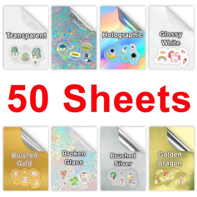 50 Vellen A4 Transparant Bedrukbaar Vinylsticker Papier Glanzend Wit Zelf-Adheisve Kopieerpapier Voor Inkjetprinter Diy Ambachten Tapes