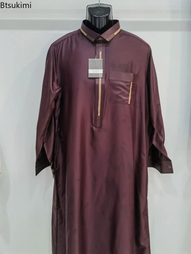 Nieuwe 2025 Arabische gewaden met lange mouwen voor heren Abaya herengewaden in het Midden-Oosten Populaire moslim herenmode Etnische lange kleding
