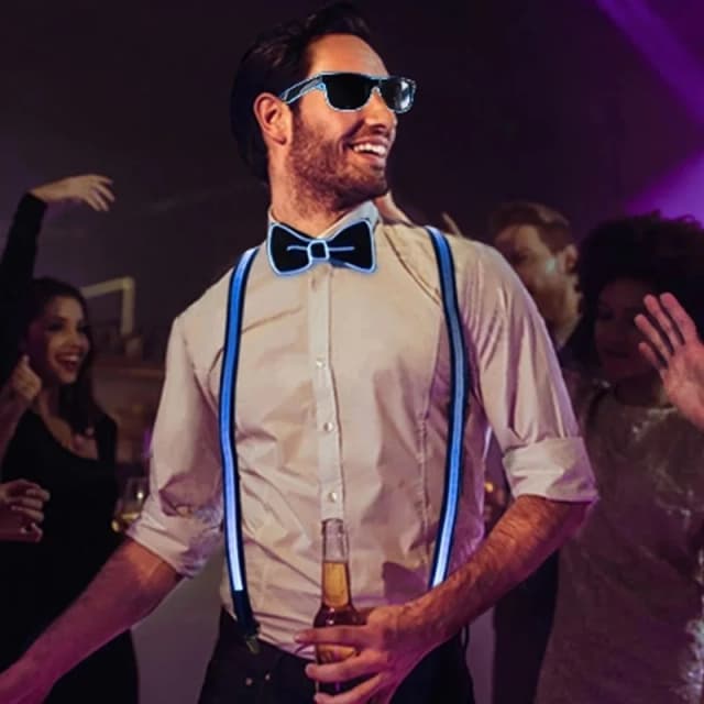 Nieuwe Vlinderdas Led Lights Vrouw Bretels Hangers Voor Mannen Bretels Festival Feestartikelen Glow-In-The-Dark Heldere Materialen