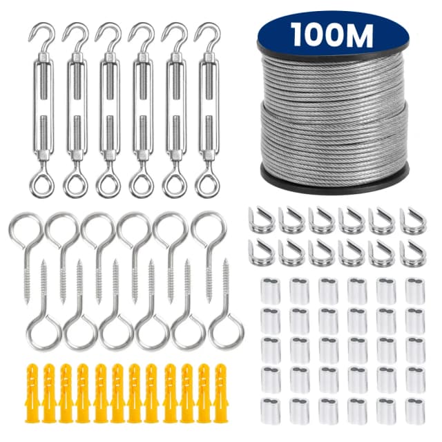 SGYM 73 stks/set 100 meter staal PVC gecoat flexibele draadkabel zachte kabel transparant roestvrij staal waslijn diameter 2 mm kit