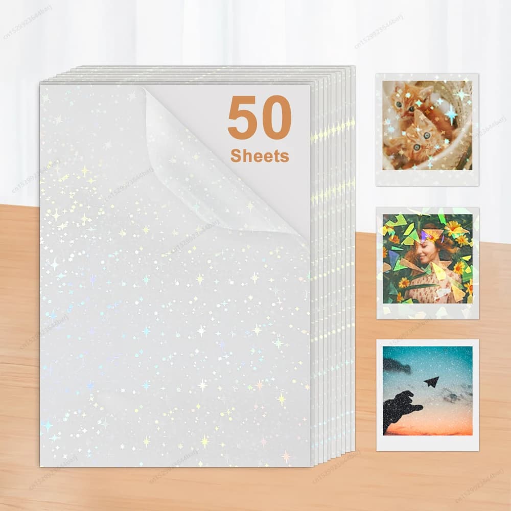 30/50 Vellen Koud Lamineren Film Zelfklevende A4 Transparante Holografische Overlay Lamineren Film Waterdichte Sticker Papier film