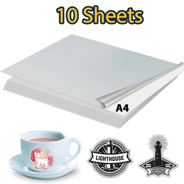 10 Vel Zilver Printable Vinyl Sticker Papier A4 Printer Kopieerpapier Transparant Wit Sticker Papier Diy Ambachten Voor Inkjet Printer