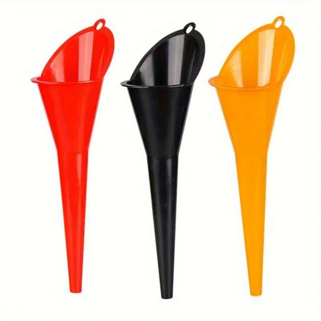 3pcs Auto Lange Steel Trechter Benzine Olie Brandstof Vullen Gereedschap Anti-splash Plastic Olie Trechter Motorfiets Tanken gereedschap