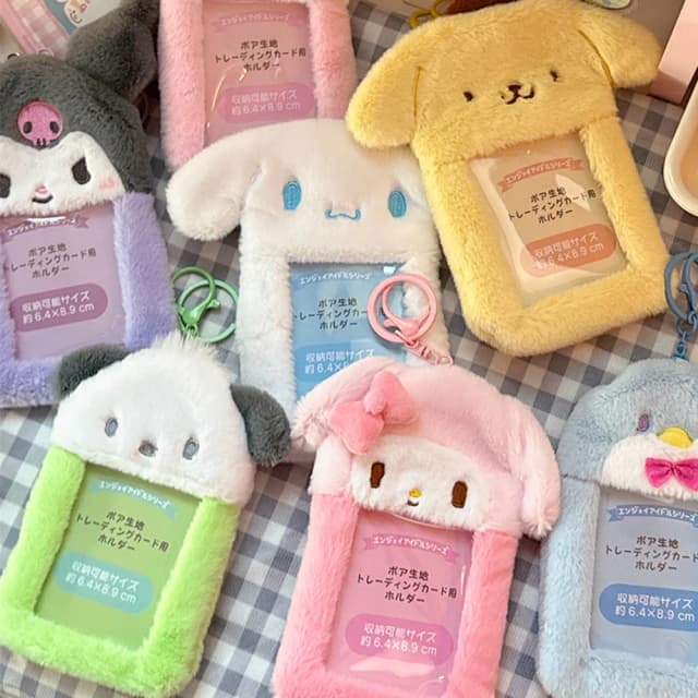 Sanrio Hello Kitty Pluche Kaarthouder Sleutelhanger Kuromi Melody Kaarthouder Kawaii Fotokaart Display Hoezen Leuke Tas Hanger Geschenken