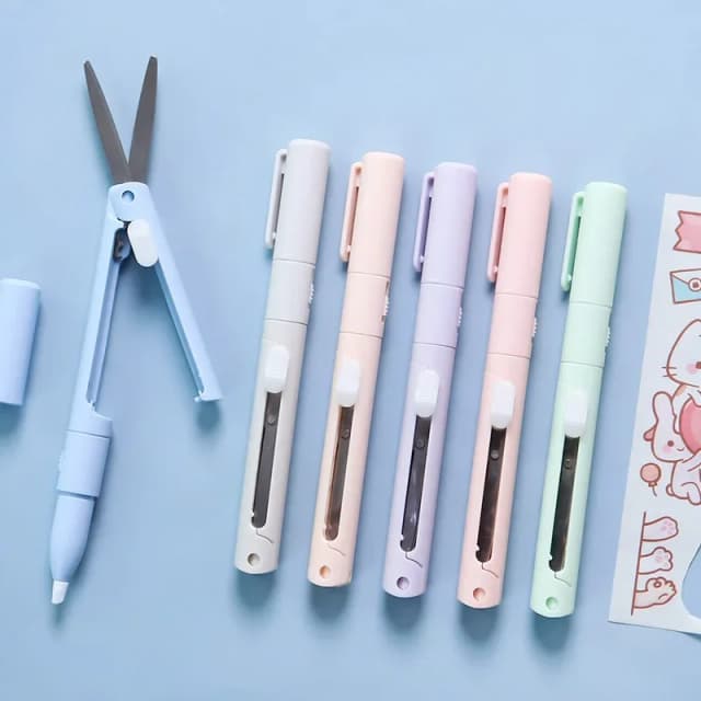 1 st Mini Draagbare Schaar Papiersnijder Mes 2 In 1 Multifunctionele Pocket Pen Vorm Scrapbooking Carving Snijden Art Gereedschap