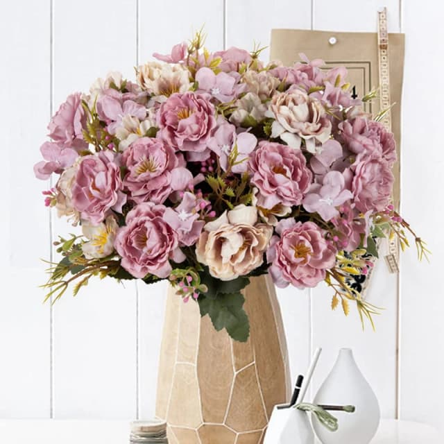 5 Vorken 8 Hoofden Kunstbloemen Kleine Pioen Boeket Bruiloft Decoratieve Planten Kransen Vazen Voor Huisdecoratie Accessoires