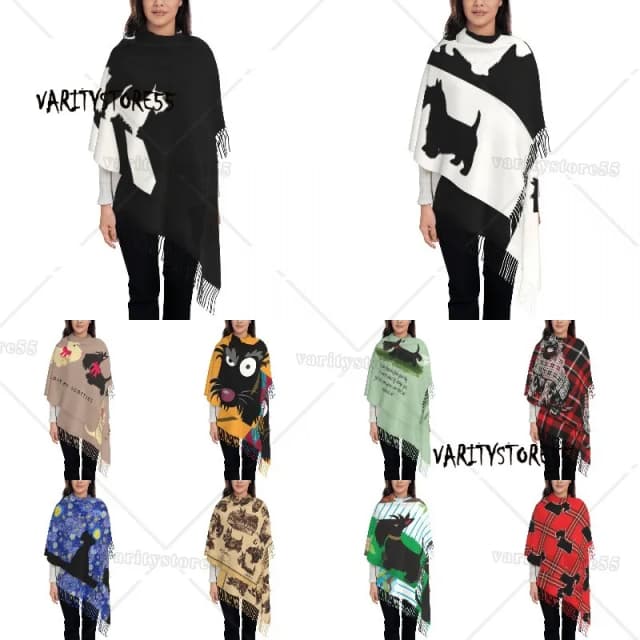 De Scotties Sjaal Wrap Voor Vrouwen Lange Winter Herfst Warm Kwast Sjaal Unisex Scottish Terrier Hond Sjaals