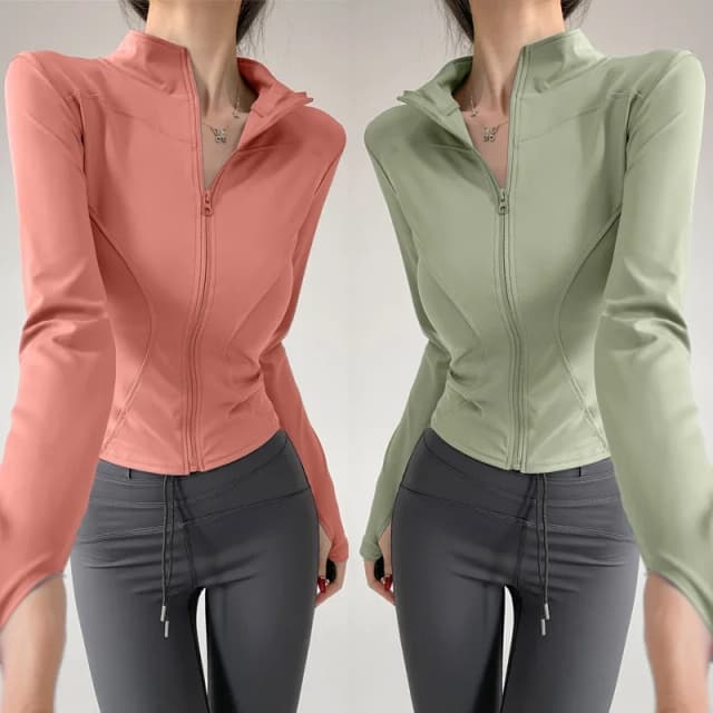 Zon Sneldrogend Sportjas Dames Strakke Top Yoga Jas Lange Mouw Rits Jas Hardlopen Fitness Damesjas S-3XL