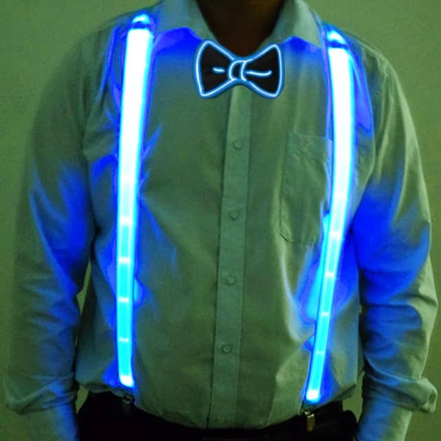 2 STKS LED Bretels met Vlinderdas Feestartikelen Festival Halloween Bruiloft Accessoires Glow-in-the-dark Heldere materialen