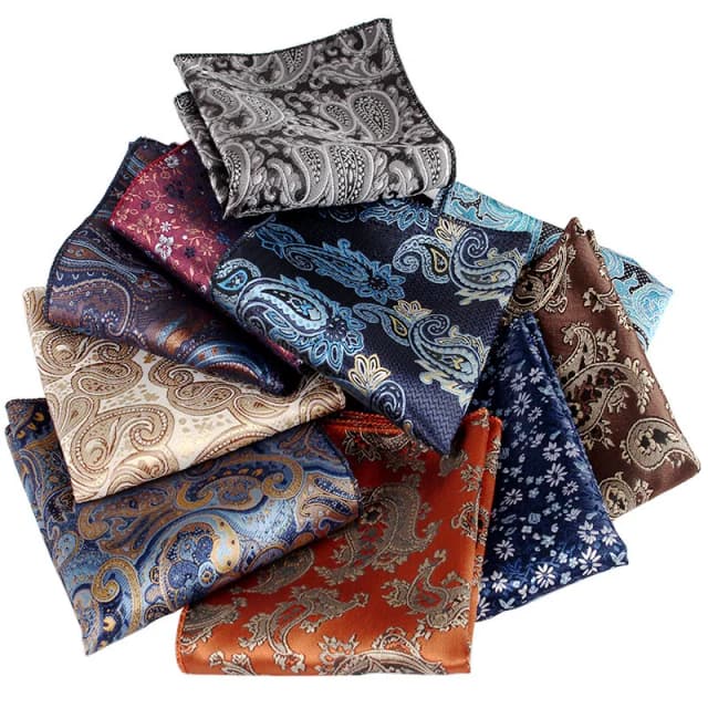 23 cm Paisley Patroon Zakdoek heren Formeel Marinebruin Pochet Handdoek Bruidegom Trouwpak Hanky Gastheer Borst Kleine Sjaal