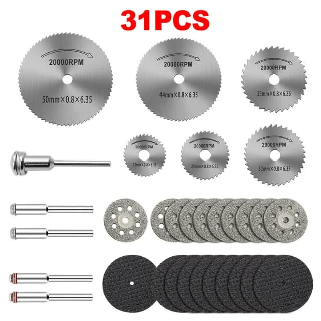 31 st Diamantdoorslijpschijven Schuren Slijpschijf Cirkelzaagblad Houtbewerking Metaal Dremel Mini Boor Rotary Tool Accessoires