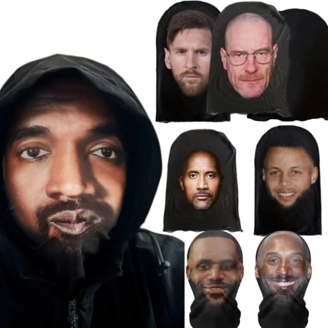 Nieuwe 3D Gedrukt Kanye Masker Elastisch Mesh Volgelaatsmasker voor Mannen Vrouwen Cosplay Hoofddeksels Hip Hop Mode Bivakmuts Kap Hoed Hoofddeksels