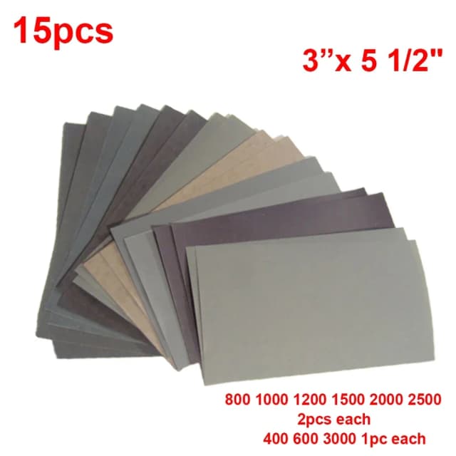 15 stks/set Schuurpapier 400 600 3000 800 1000 1200 1500 2000 2500 Grit Schuurpapier Water/Droog Schuurpapier Schuurmiddelen