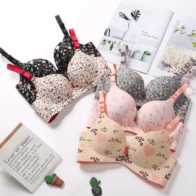 Vrouwen bloemenprint naadloze beha sexy lingerie bloemen push-up bh's eendelig ondergoed