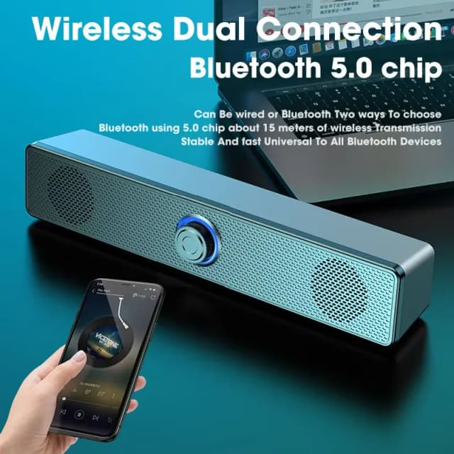 Thuisbioscoop, Bluetooth-luidsprekers, bekabelde en draadloze audiopanelen via USB, tv, pc, laptop, 3D-audio-gamingsysteem