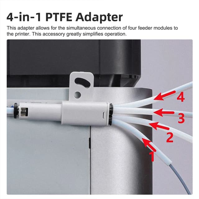 3D-printeronderdeel 4-in-1 PTFE-adapter Materiaal Pijpuitbreidingspoort AMS Sluit 4 voedingsmodules aan voor Bambulab X1/P1 X1C P1S P1P