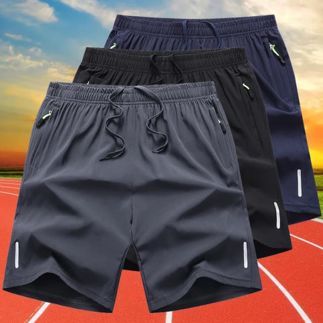Sneldrogende Shorts Heren Zomer Dunne Korte Broek Hardlopen Sport Bodem Gym Fitness Strand Rits Zak Losse Korte Joggingbroek Heren