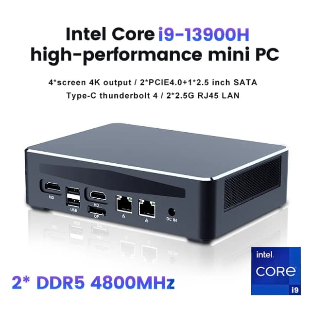 Topton 13e generatie gaming mini-pc i9 13900H i7 13700H Intel Thunderbolt 4 DDR5 4800 MHz PCIE4.0 gamercomputer 2 * 2,5G LAN 4 * 4K WiFi6