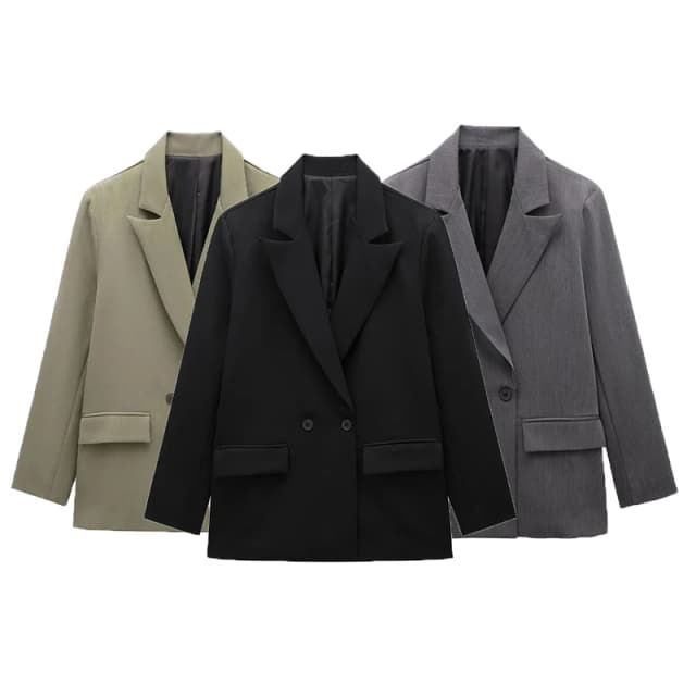 KUCLUT 2024 lente en herfst nieuwe dames effen kleur double-breasted losse pakjas voor dames
