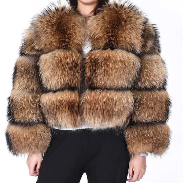 2025 Maomaokong Super Hot Winter Vrouwen Luxe Dikke Echte Wasbeer Bontjas Natuurlijke Vossenbont Jas Plus Size Jassen Vrouwelijke Vest