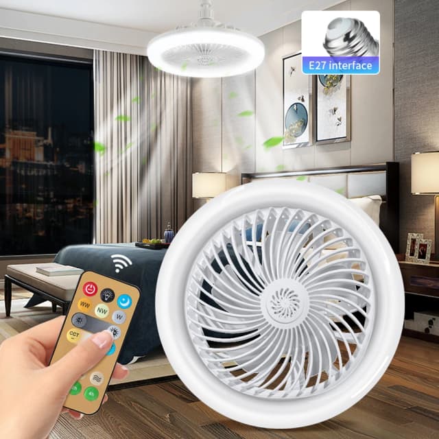 E27 plafondventilator licht met afstandsbediening 3 kleuren AC 85-265V 30W stille ventilator plafondlamp timerfunctie voor slaapkamer woonkamer