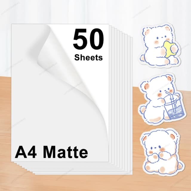 20/50 Vellen Matte Afdrukbare Vinyl Sticker Papier Waterdicht A4 Afdrukken Papier voor Inkjet Printer DIY Zelfklevende Witte Label sticker