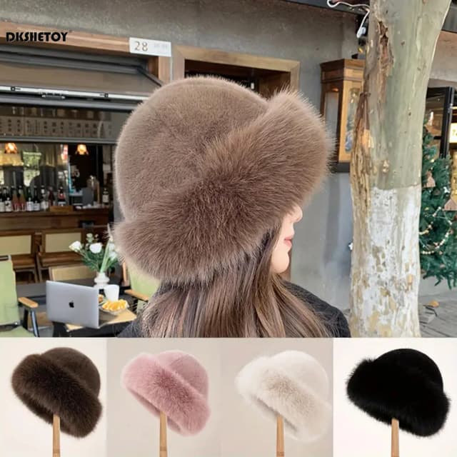 Dikker pluche warme bontmuts voor dames Pluizige muts winter Warme dikke muts Mongoolse petten voor koud weer Sneeuwmutsen