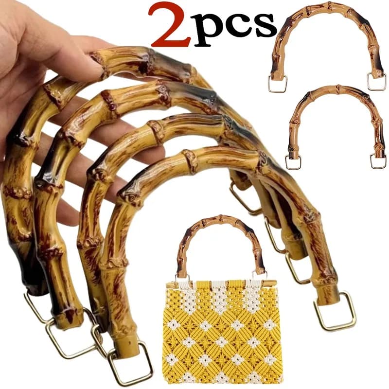 DIY Gebogen Bamboe Handtas Handvat Retro Tas Halve Cirkel Handgreep Zakken Plastic Hendel Sluit Gesp Handvatten Handtas Onderdelen