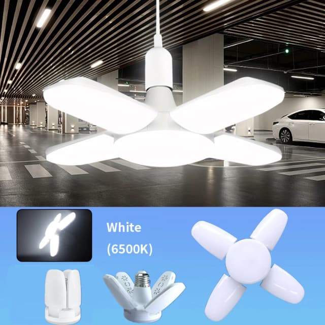 E27 waaiervormige opvouwbare 40LED-lamp AC220V/110V vervorming voor thuisplafondverlichting magazijn en garage wit licht 6500K lamp
