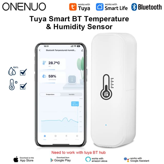Tuya Bluetooth temperatuur-vochtigheidssensor Mini compatibel met Bluetooth APP afstandsbediening thermometer hygrometer sensor thuis