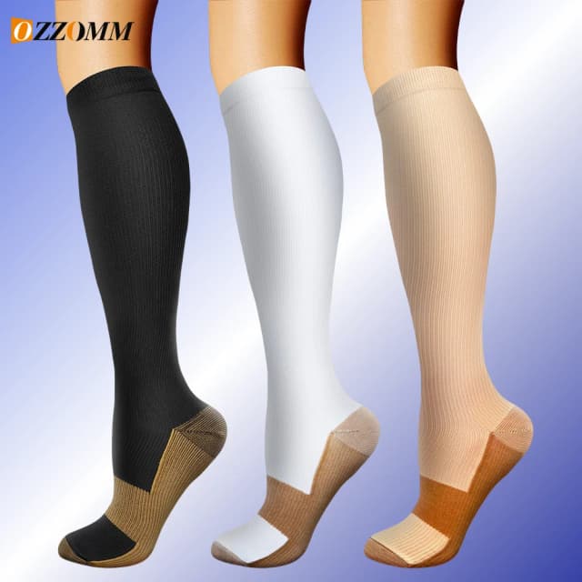 1 Paar Koperen Vezel Compressie Sokken Heren Dames Outdoor Sport Sokken Happy Interessante Nylon Spataderen Diabetes Fitness