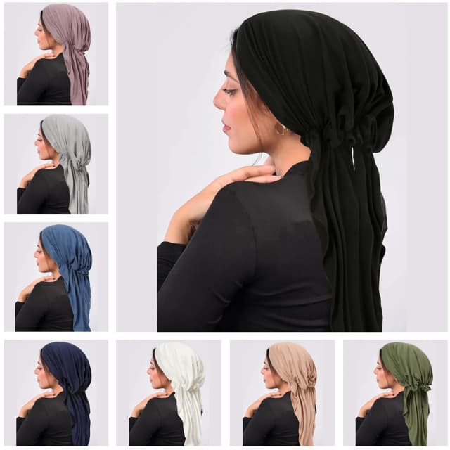 2024 Nieuwe Moslim Mode Hijab Tulband Hoeden Lange Staart Hoofd Wraps Elastische Hoeden Ademend Chemo Cap Voor Vrouwen Meisjes