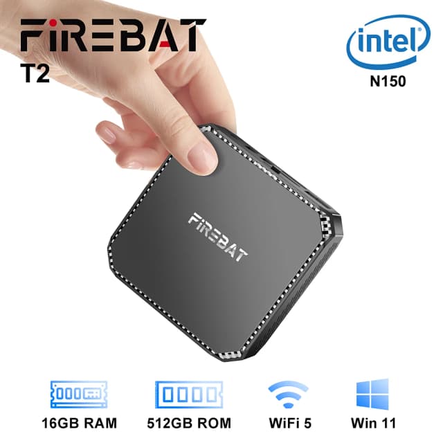FIREBAT T2 Plus Mini PC Intel Alder Lake N150 Bijgewerkte Desktop Windows 11 8GB 16GB 256GB 512GB DDR4 WIFI5 BT4.2 Gaming Computer