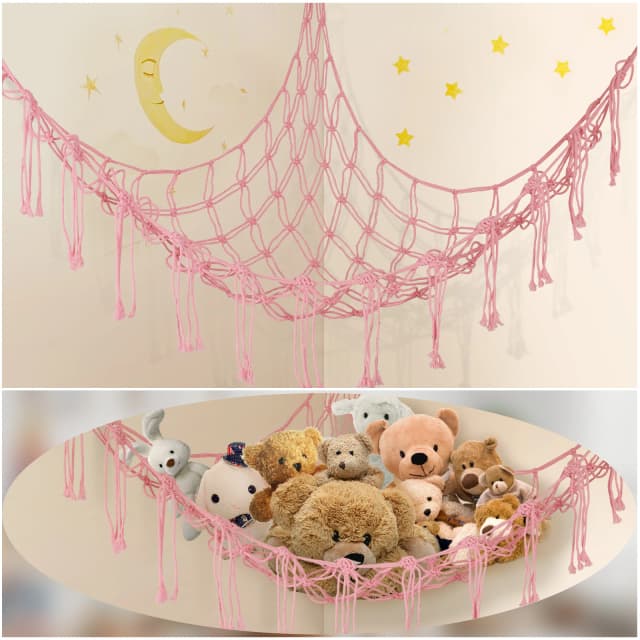 Knuffels Opslag Hangmat Grote Capaciteit Netto Macrame Boho Home Kinderen Slaapkamer Decoratie Hoek Hangend Speelgoed Organisator Netten