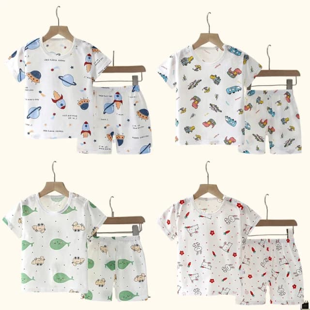Kinderkleding Zomer Korte Mouw Thuis Nachtkleding Kinderen Sets Kinderkleding Jongen Meisje T-shirt shorts Katoenen Pak Baby