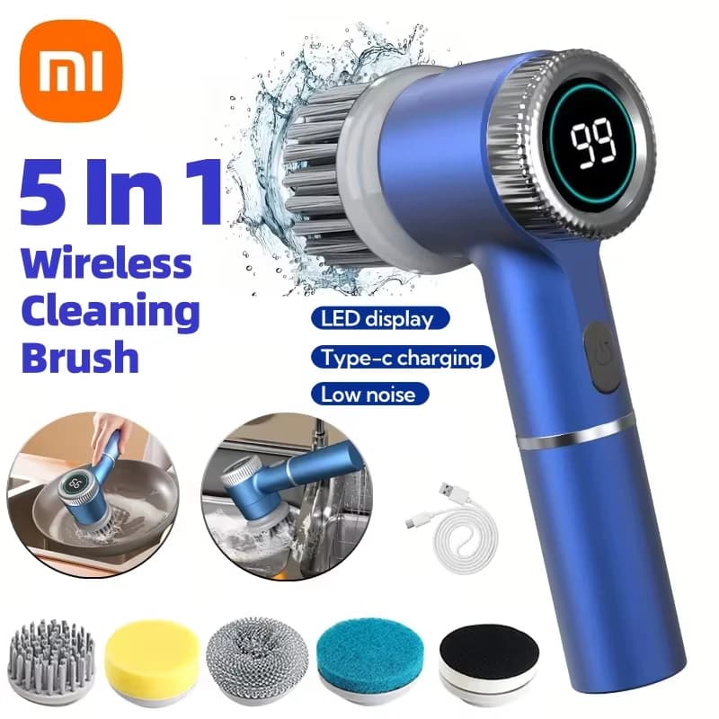 Xiaomi elektrische reinigingsborstel multifunctionele keuken badkamer toilet draagbare krachtige schone borstel 5-opzetborstels LED-display