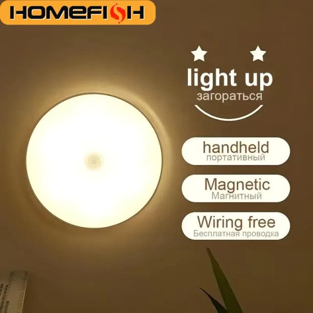 HOMEFISH LED slimme kastverlichting met menselijke lichaamssensor Automatische noodverlichting USB oplaadbaar Draadloos magnetisch zuigen