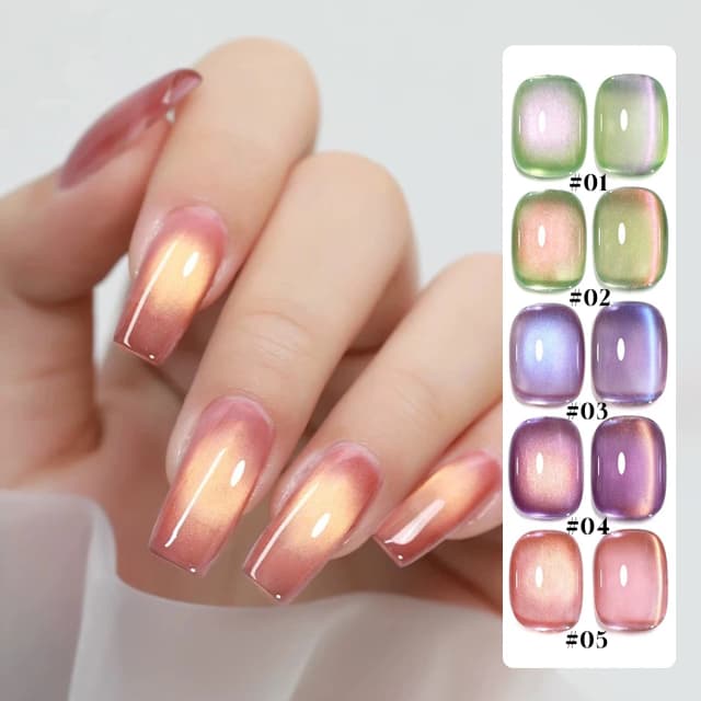 1/6 STKS SS25 Cat Eye Gel Polish w/Glazen Kralen & Kristal, 5 Kleuren Salon DIY Nagelbenodigdheden Kit voor Pro Nagels Manicure