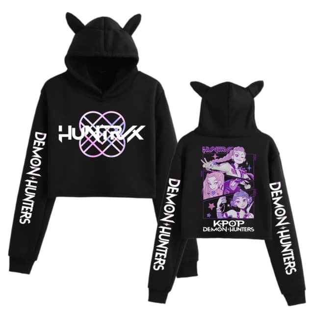 Kpop Demon Hunters Crop Tops Kat Oren Sweatshirt Lange Mouw Meisjes Mode Hoodie