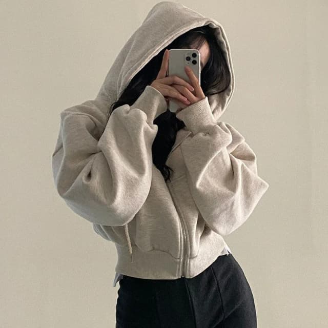 Lente Herfst Nieuwe Insfleece gevoerde Veelzijdige Cropped Slims Glad Silhouet Zip-up Warm Marineblauw Sweatshirt Met Capuchon Dames