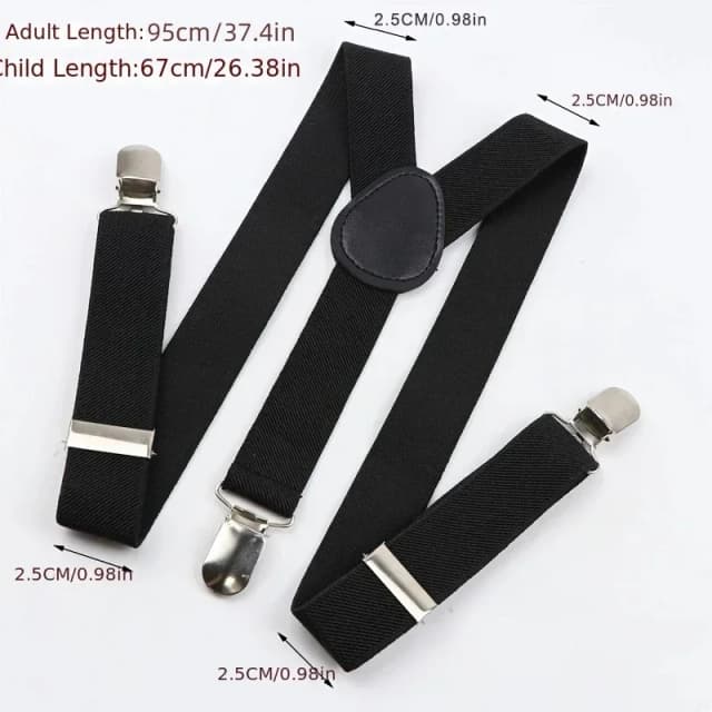 Zware herenbretels, hoge elasticiteit, verstelbare bretels met 3 sterke clips voor broek, ideaal voor bruiloftskleding
