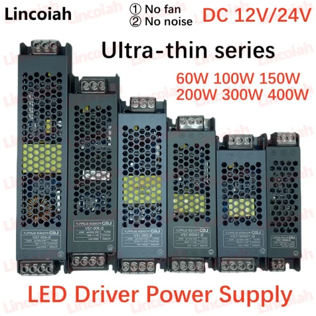 DC 12 V 24 V LED Voeding AC190-240V Mute Verlichting Transformers 60 W 100 W 200 W 300 W 400 W LED Licht Driver Power Adapter