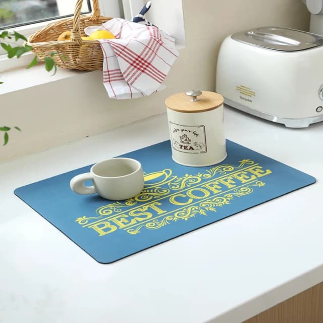 VIKAMA Eenvoudige Koffieschotel Mat Afvoermat Keuken Badkamer Diatomeeënaarde Wasbare Antislip Bodem Vuilbestendige Deurmat