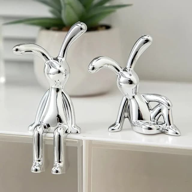 2 ST Lange Oren Konijn Dubbele Standbeeld Cartoon Decoratie Accessoires Woonkamer Slaapkamer Auto Decoratie Desktop Decoratieve Ornament