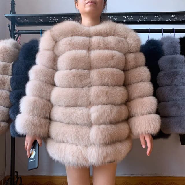 70CM 4in1 Nieuwe Snelle Verzending Nieuwe Mode Vrouwen Mode Echte Natuurlijke Vossenbont Lange Jas voor Winter Warm Overjas
