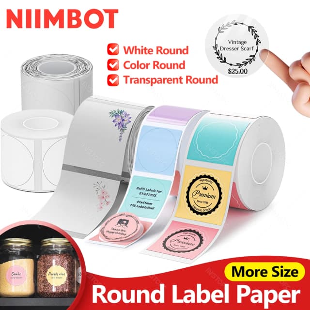 NiiMBOT B21 B1 B3S Ronde Label Afdrukken Sticker zelfklevende Thermische Waterdichte Digitale Nummer Cake Afdichting Sticker Papier