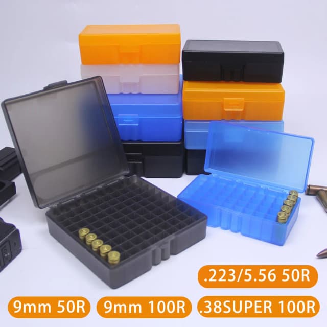 50/100 Rondes Tactische Kogelendoos 9mm/.223/.38Super Pistool Geweer Munitie Draag- en Opbergdoos Flip-Top Kogelendoos Jacht Accessoire
